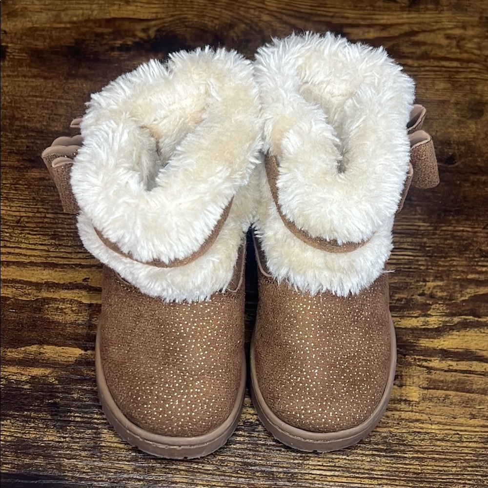 Brown and Cream Ankle Boots with Plush Lining